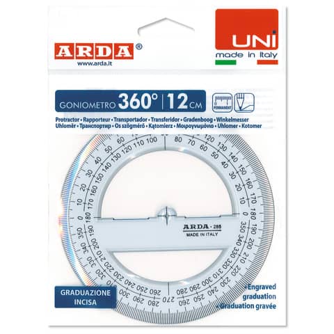 Goniometro ARDA Linea Uni plastica termoresistente fumé ottico trasparente 360° 12 cm - 285SS